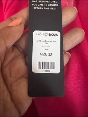 Fashion Nova Pink Feather Skirt Set